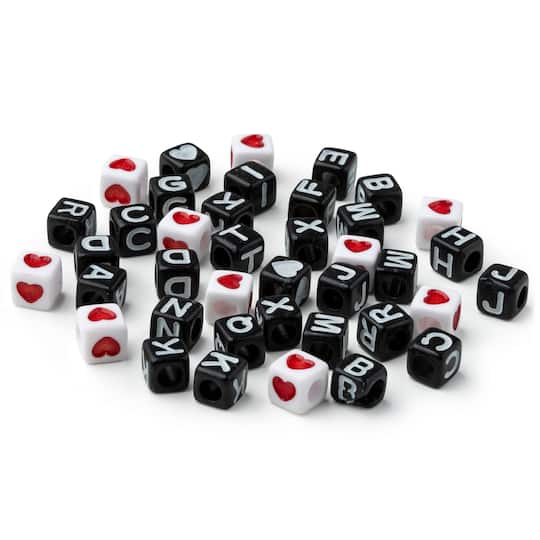 Black Alphabet Square Cube Beads by Creatology™